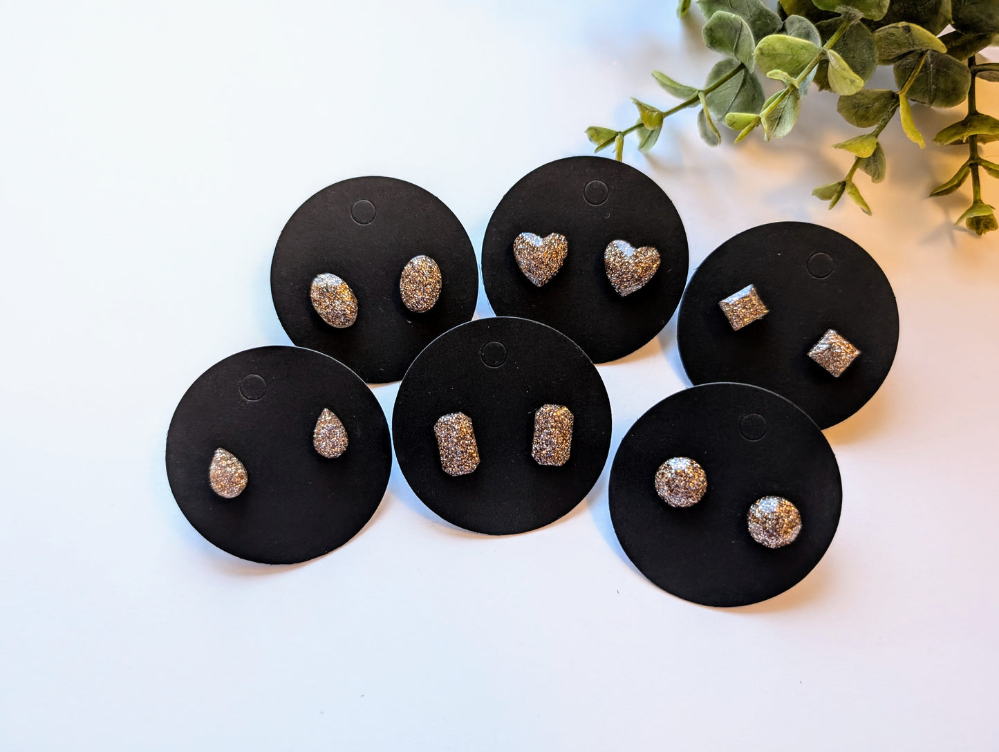 Champagne Glitter Stud Earrings