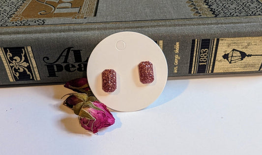 Rose Gold Glitter Stud Earrings