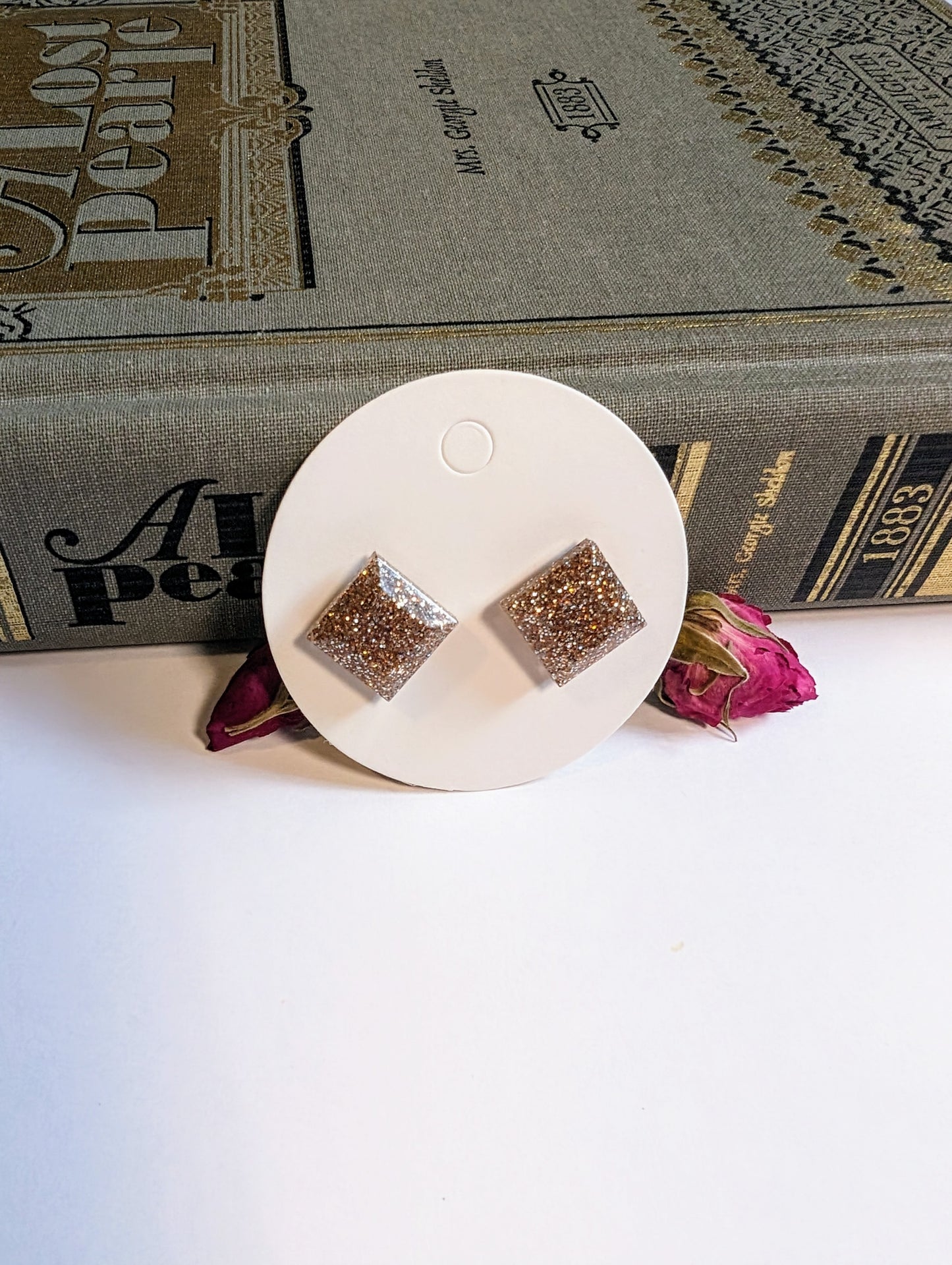 Champagne Glitter Stud Earrings