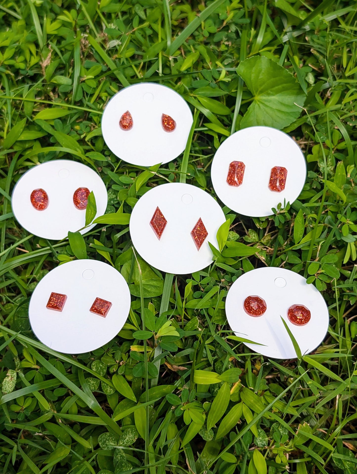 Burnt Orange Glitter Stud Earrings