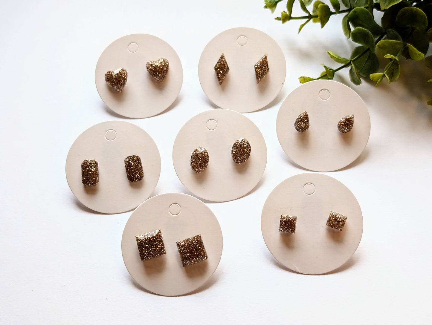 Champagne Glitter Stud Earrings