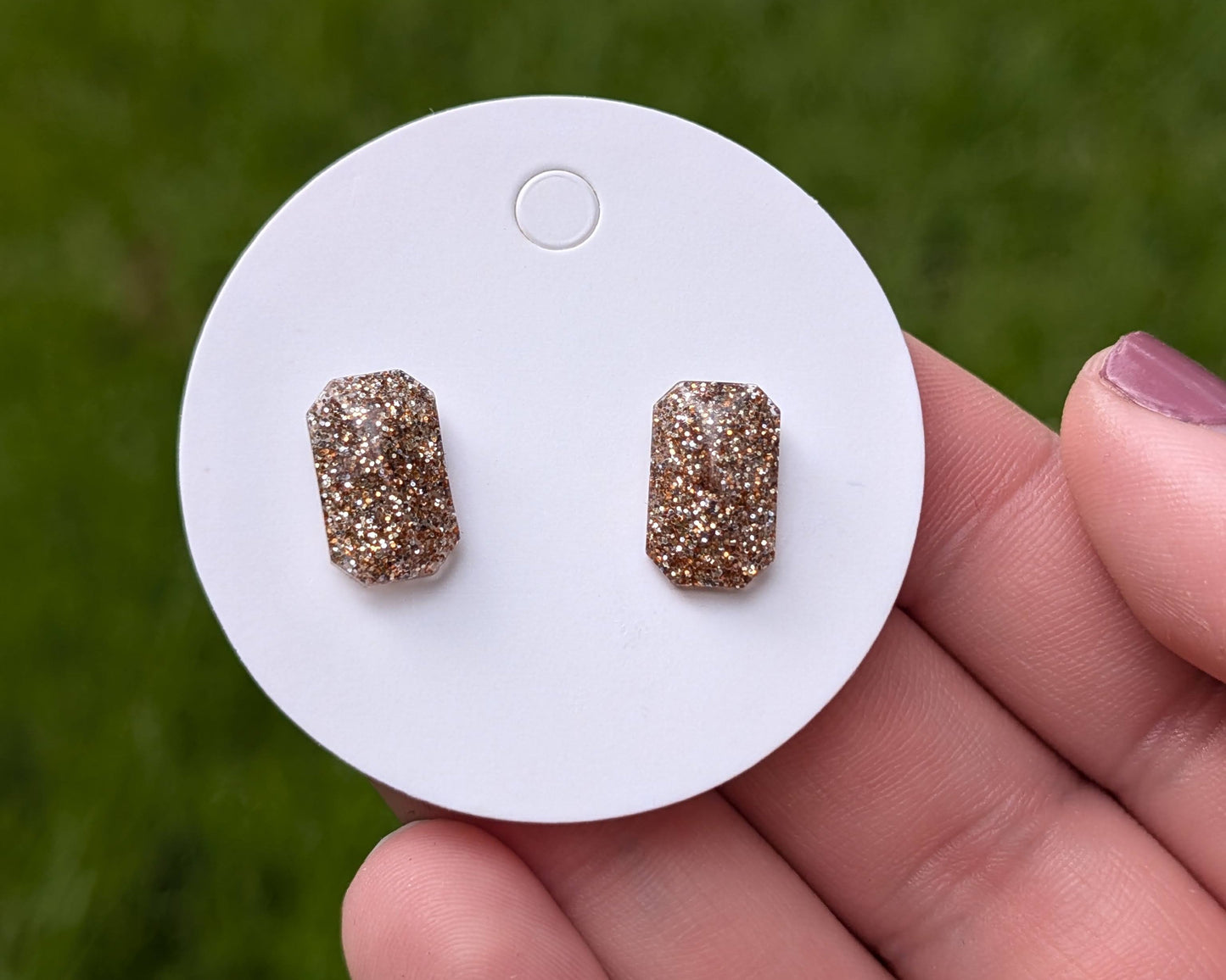 Champagne Glitter Stud Earrings
