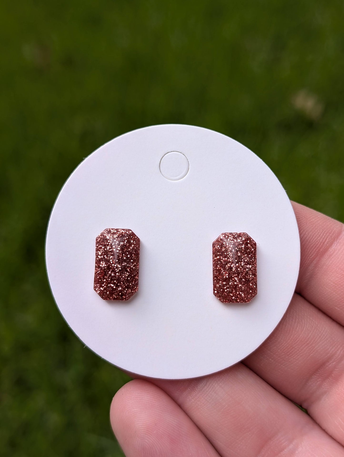 Rose Gold Glitter Stud Earrings