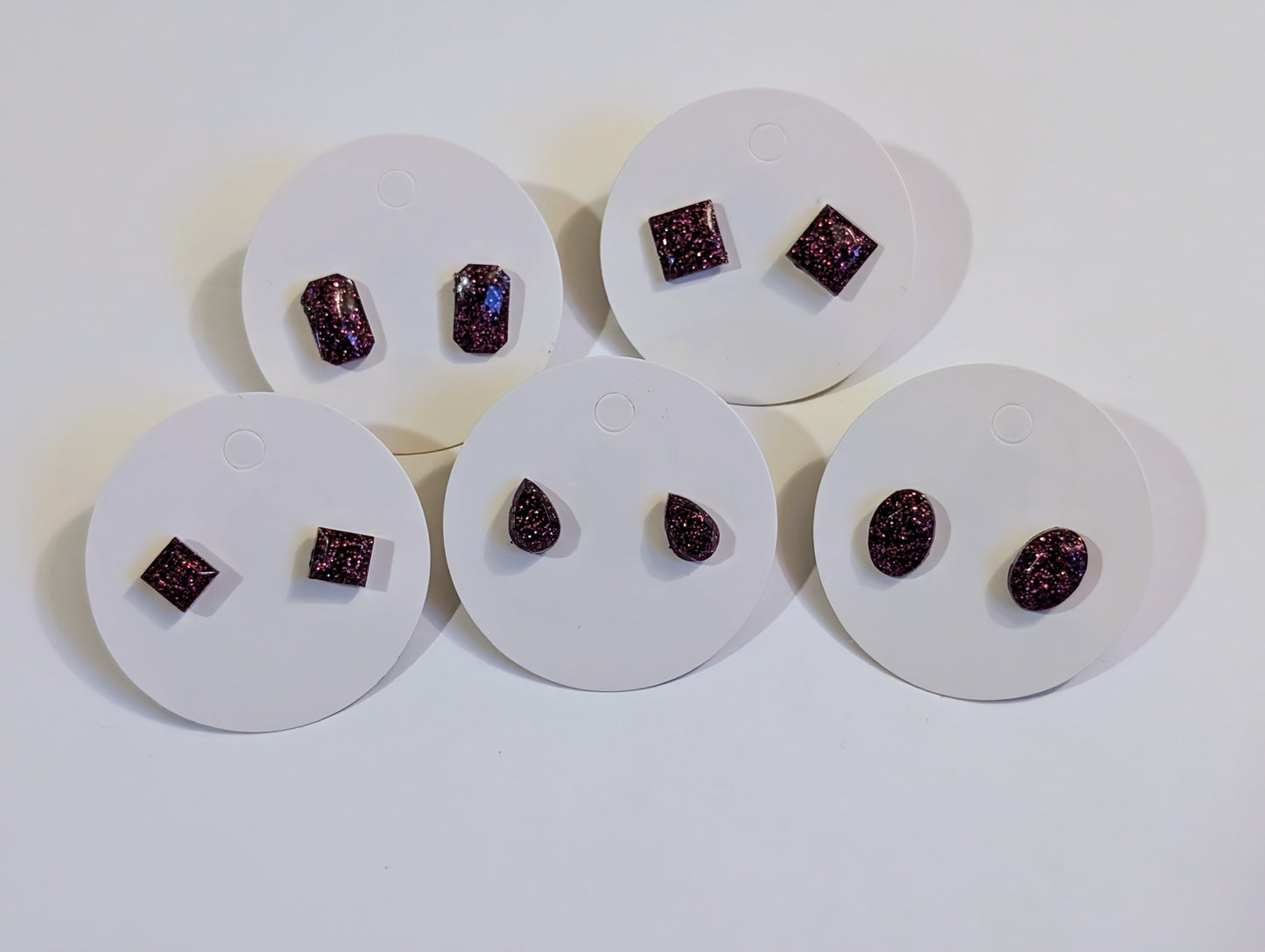 Burgundy Glitter Stud Earrings